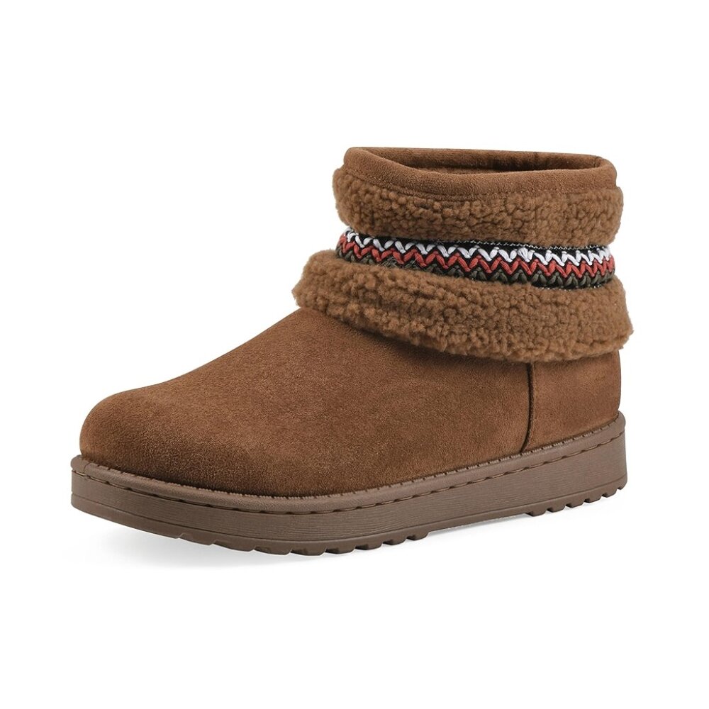 White Mountain Icons Women's 8 Tan Faux Fur Slip-on Booties